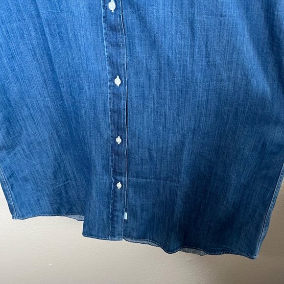 Grayson by Frank and Eileen Womens Cotton Chambray Midi Blue Shirt Dress XS - Picture 2 of 9